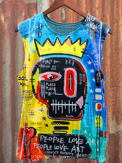 Men's Casual Color Abstract Graffiti Printed Tank Top