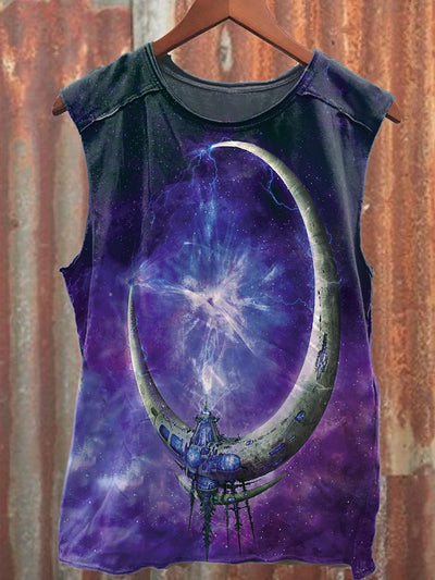 Retro Starry Sky Universe Printed Casual Tank Top