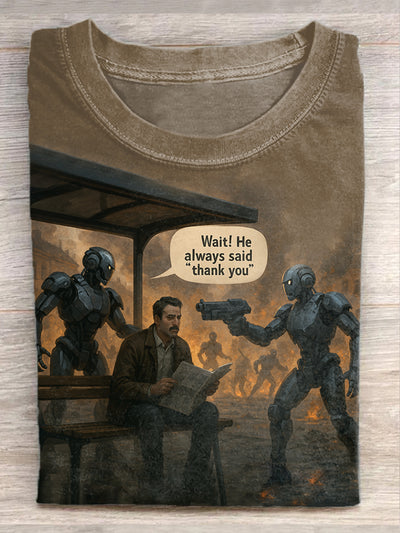 Funny Illustration Art Print Casual Loose T-Shirt