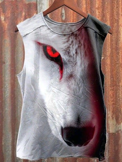 Fierce Fox Print Casual Loose Tank Top