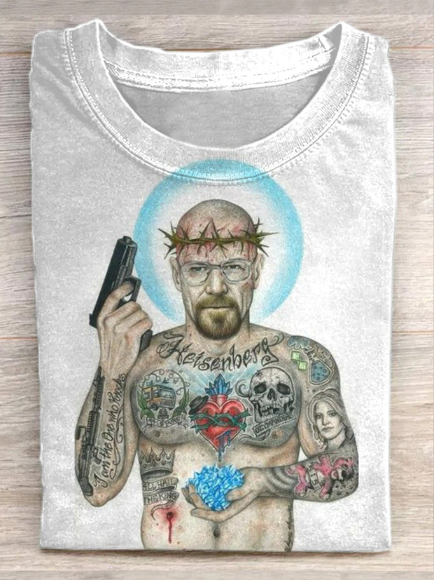 Retro Illustration Printed Casual Loose T-Shirt