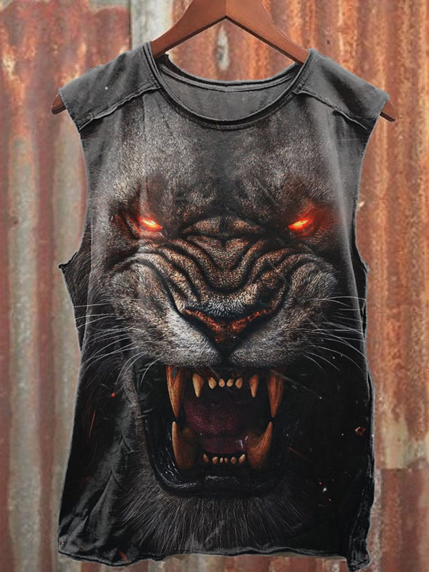 Fierce Tiger Print Casual Loose Tank Top