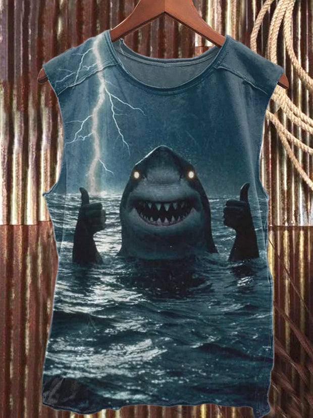 Fierce Shark Art Print Casual Tank Top
