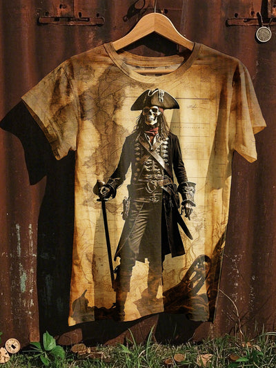 Nautical Pirate Art Print Casual Loose T-Shirt