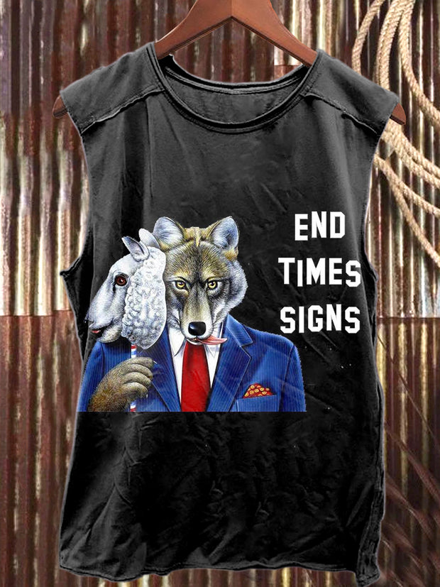 Retro Fun Printed Casual Tank Top