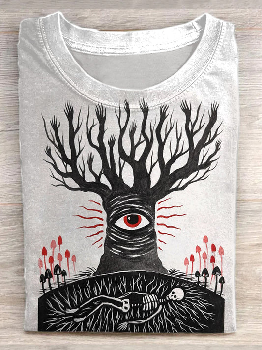 Retro Graffiti Print Casual Cotton Loose T-shirt