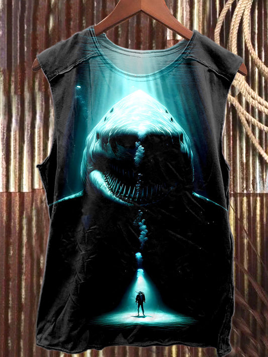 Fierce Shark Art Print Casual Tank Top