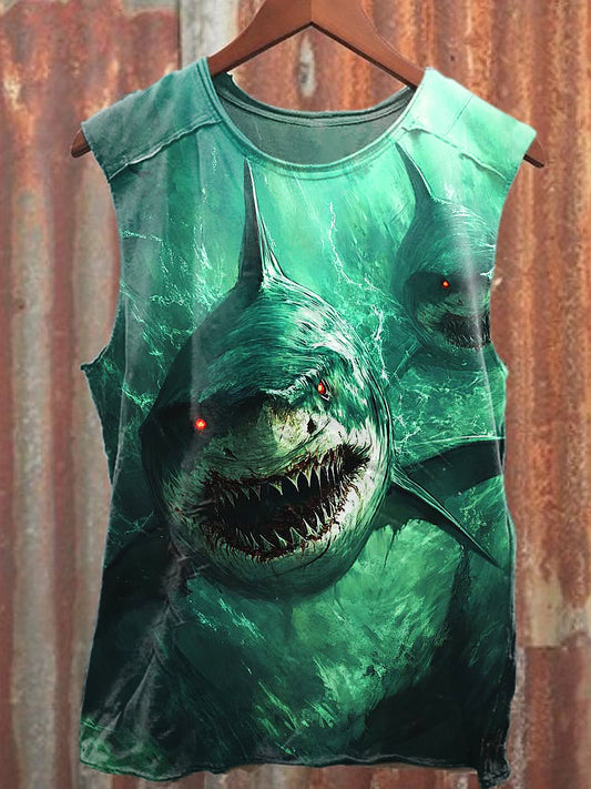 Men's Casual Shark Printed Tank Top
