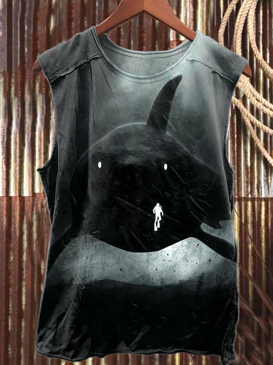 Fierce Shark Art Print Casual Tank Top