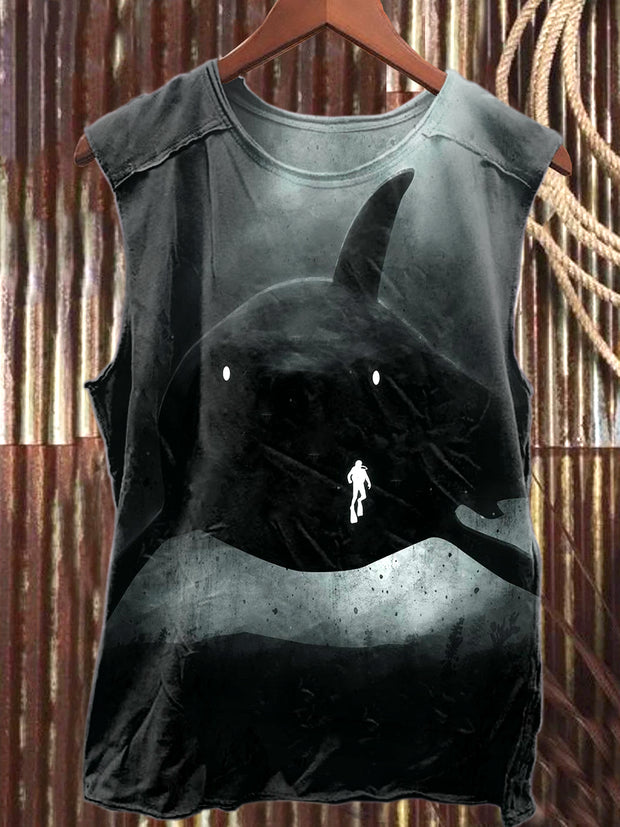 Fierce Shark Art Print Casual Tank Top