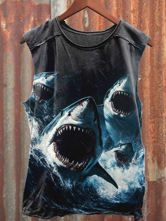 Men's Casual Shark Printed Tank Top