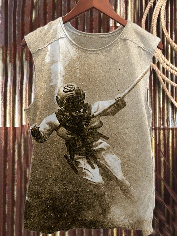 Explore the Undersea Illustration Art Printed Tank Top