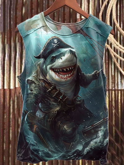 Fierce Shark Art Print Casual Tank Top