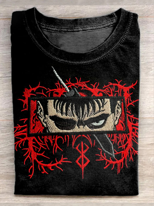 Retro Graffiti Print Casual Cotton Loose T-shirt
