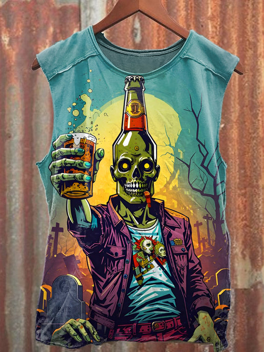 Men's Casual Beer Printed Tank Top