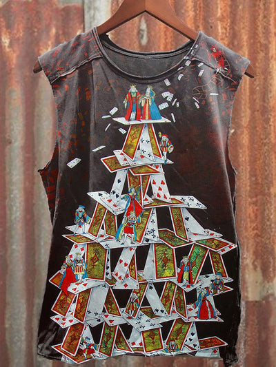 Men's Casual Playing Cards Printed Tank Top