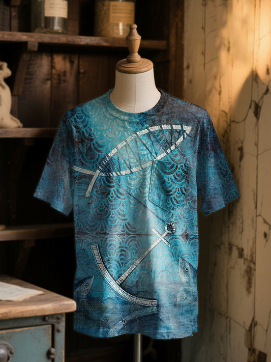 Retro Illustration Printed Casual Short Sleeve T-Shirt