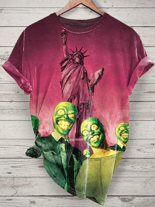 Funny Zombie Printed Vintage Fashion Loose Short Sleeve T-Shirt