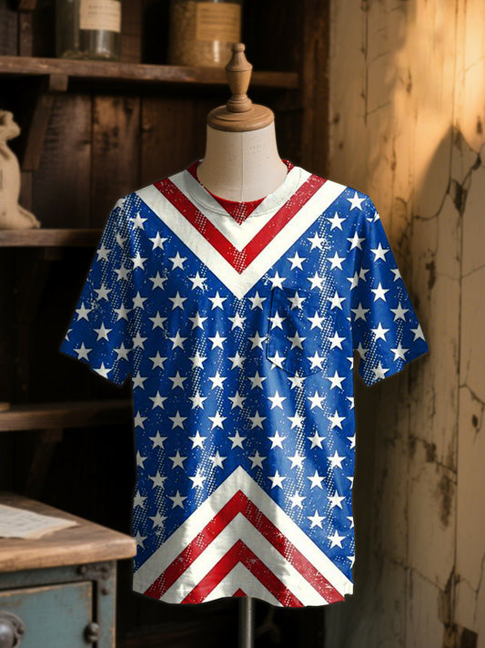 Retro Illustration Printed Casual Short Sleeve T-Shirt