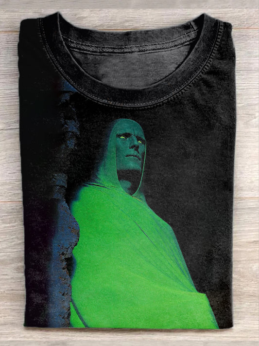 Vintage Illustration Printed Casual Cotton T-Shirt