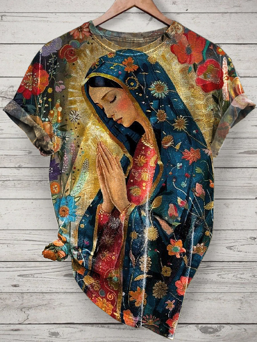 Nun Printed Vintage Fashion Loose Short Sleeve T-Shirt
