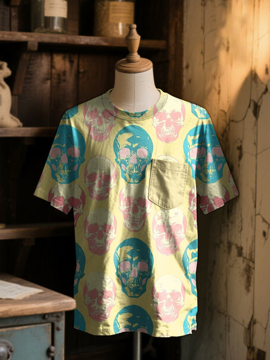 Gorgeous Graffiti Skull Illustration Print Casual Short Sleeve T-shirt