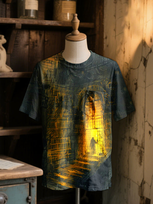 Retro Graffiti Illustration Print Casual Short Sleeve T-Shirt