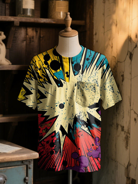 Retro Pop Art Print Casual Short Sleeve T-Shirt