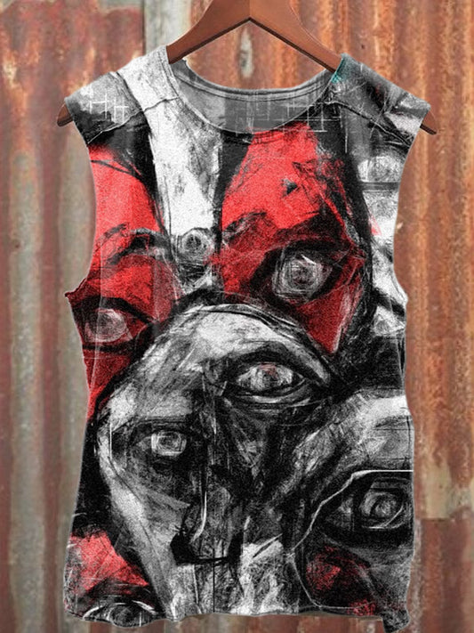 Retro Graffiti Art Print Casual Cotton Tank Top