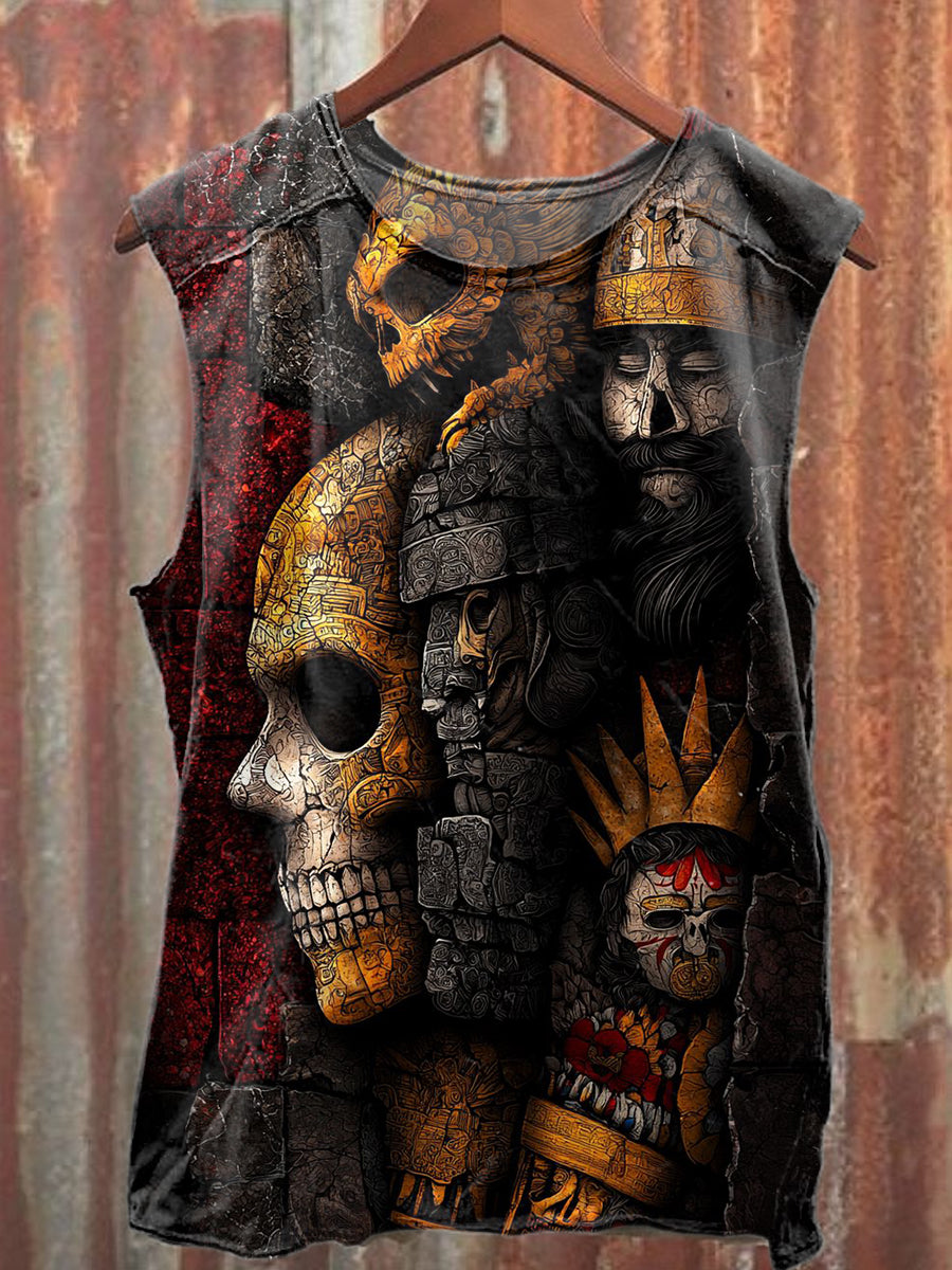 Retro Graffiti Art Print Casual Cotton Tank Top