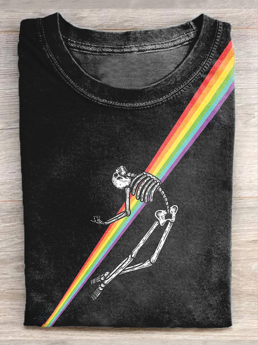 Vintage Skull Graffiti Print Casual Cotton T-shirt