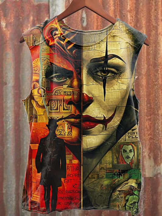 Retro Graffiti Art Print Casual Cotton Tank Top