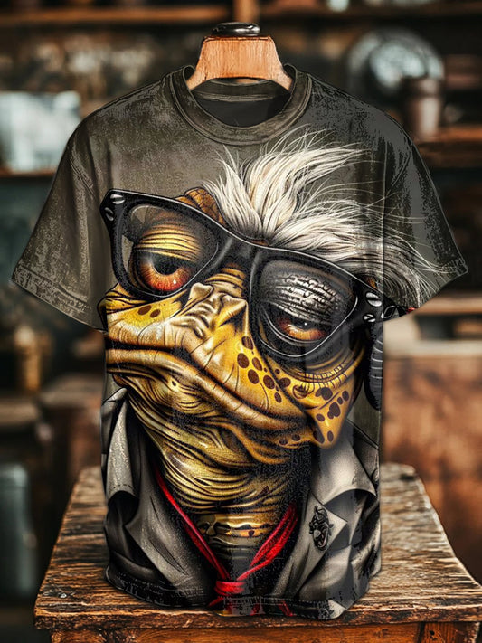 Fun Turtle Illustration Printed Casual T-Shirt