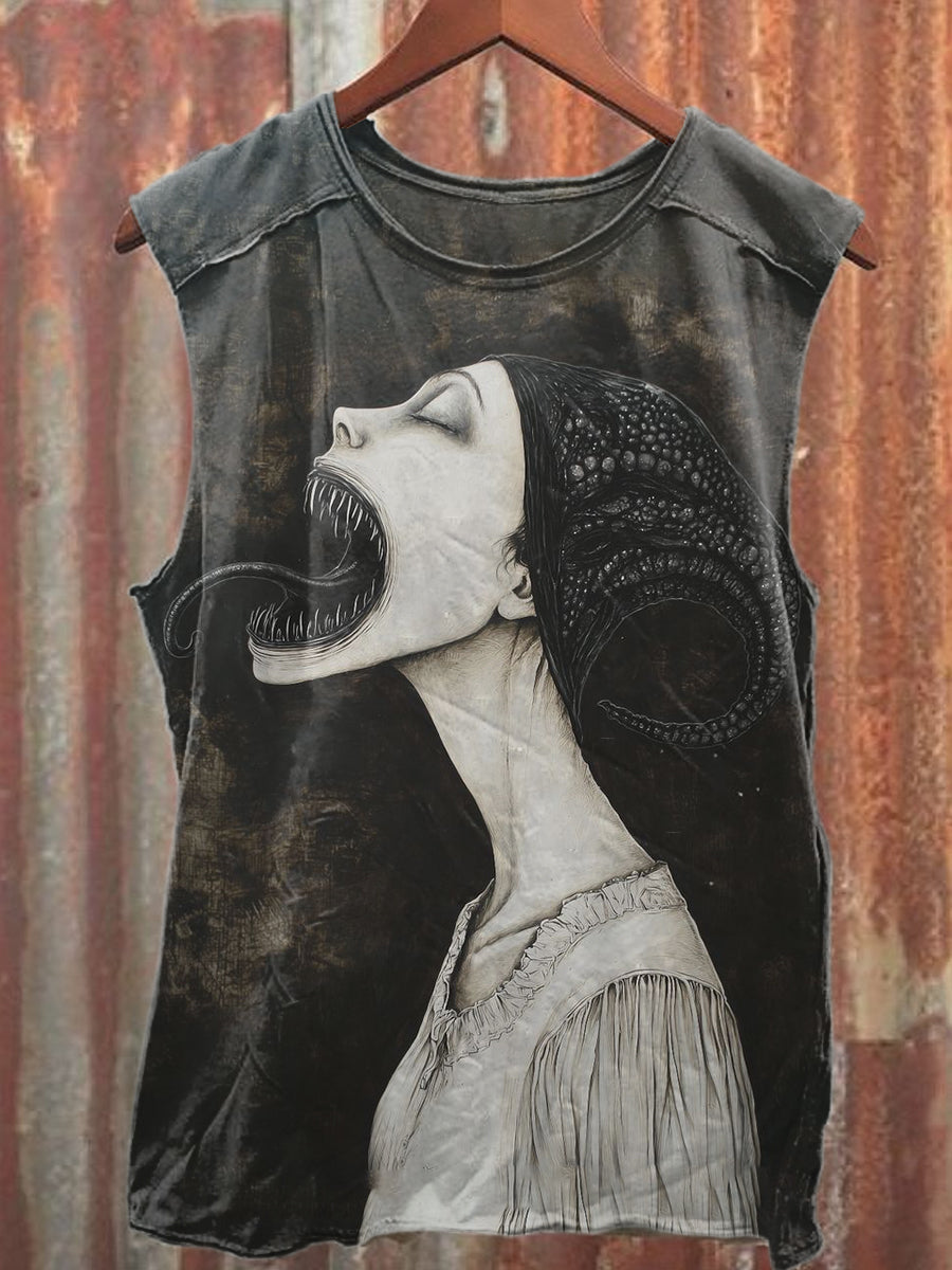 Gothic Horror Monster Art Print Casual Cotton Tank Top