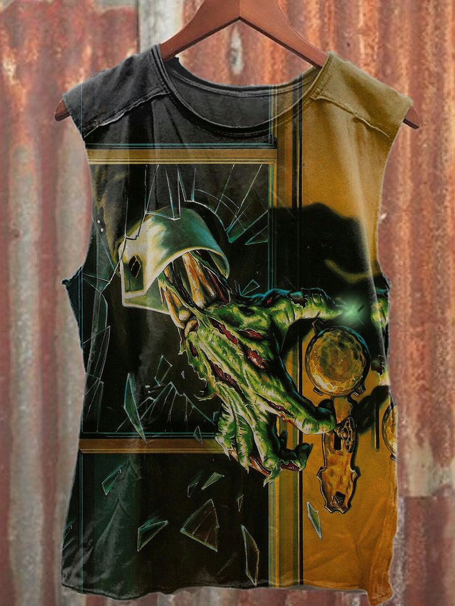 Retro Horror Monster Art Printed Casual Cotton Tank Top