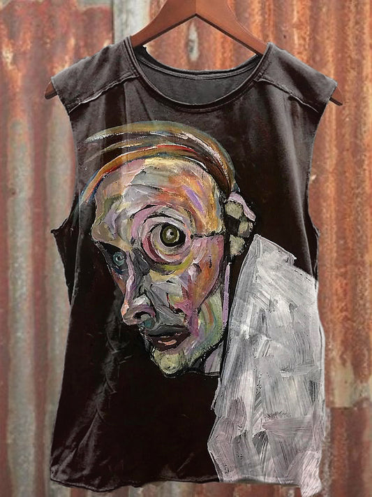 Men's Casual Oil Painting Man Printed Tank Top