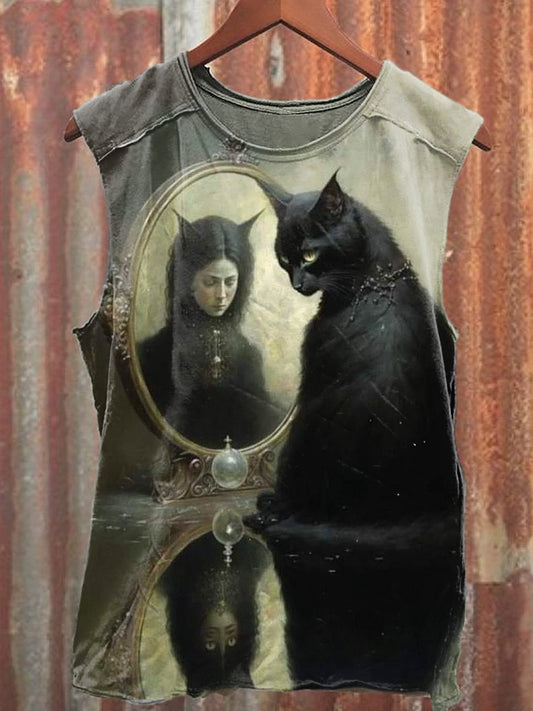 Men's Casual Cat Printed Tank Top