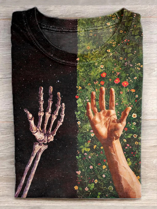 Vintage Art Print Casual Cotton T-Shirt