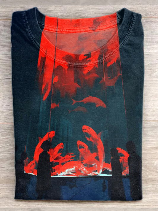 Vintage Oceanarium Printed Casual Cotton T-Shirt