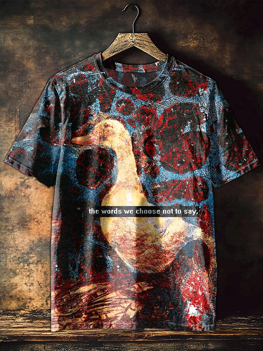 Retro Graffiti Oil Painting Art Print Cotton T-Shirt