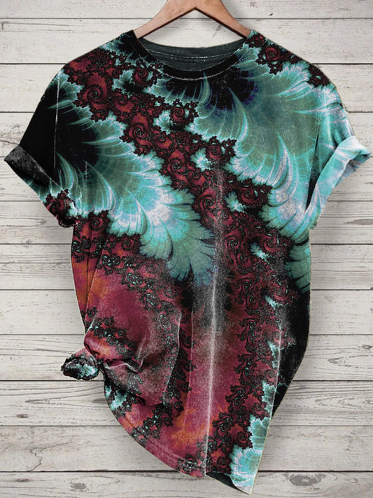 Unisex Abstract Printed Vintage Fashion Loose Short Sleeve T-Shirt