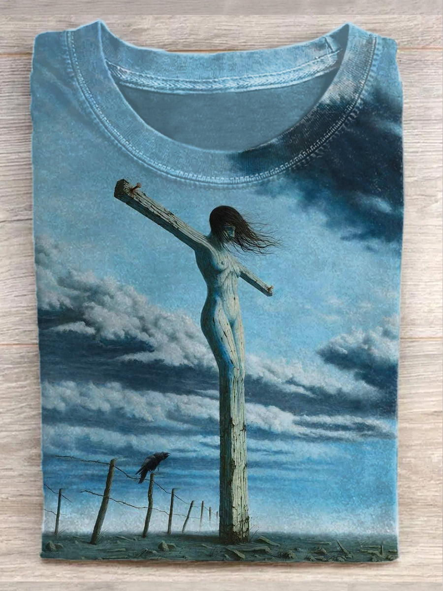 Vintage Fun Art Print Cotton T-Shirt
