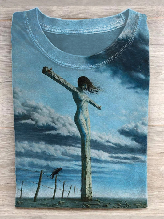 Vintage Fun Art Print Cotton T-Shirt