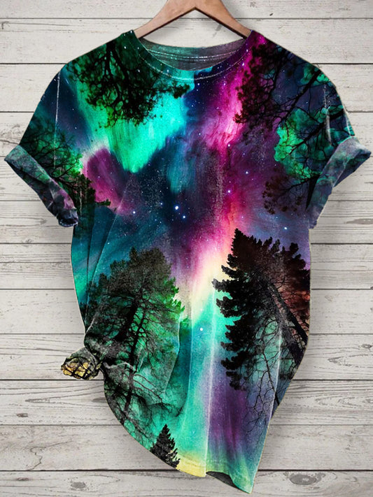 Unisex Aurora Printed Vintage Fashion Loose Short Sleeve T-Shirt
