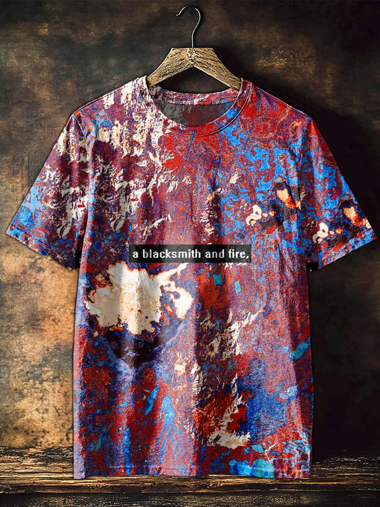 Retro Graffiti Oil Painting Art Print Cotton T-Shirt
