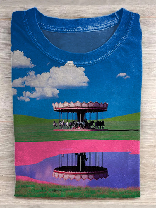 Gorgeous Fantasy World Art Print Cotton T-shirt