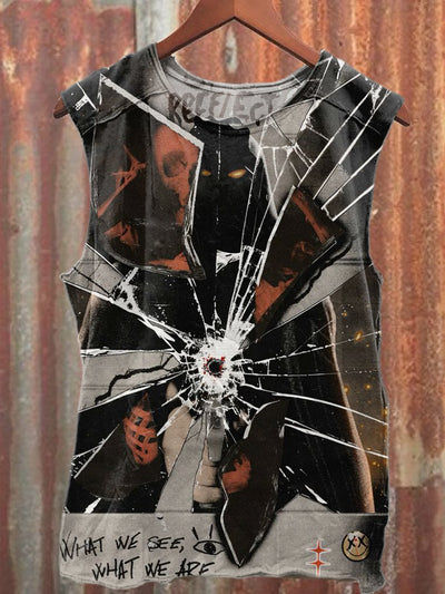 Retro Art Print Casual Tank Top