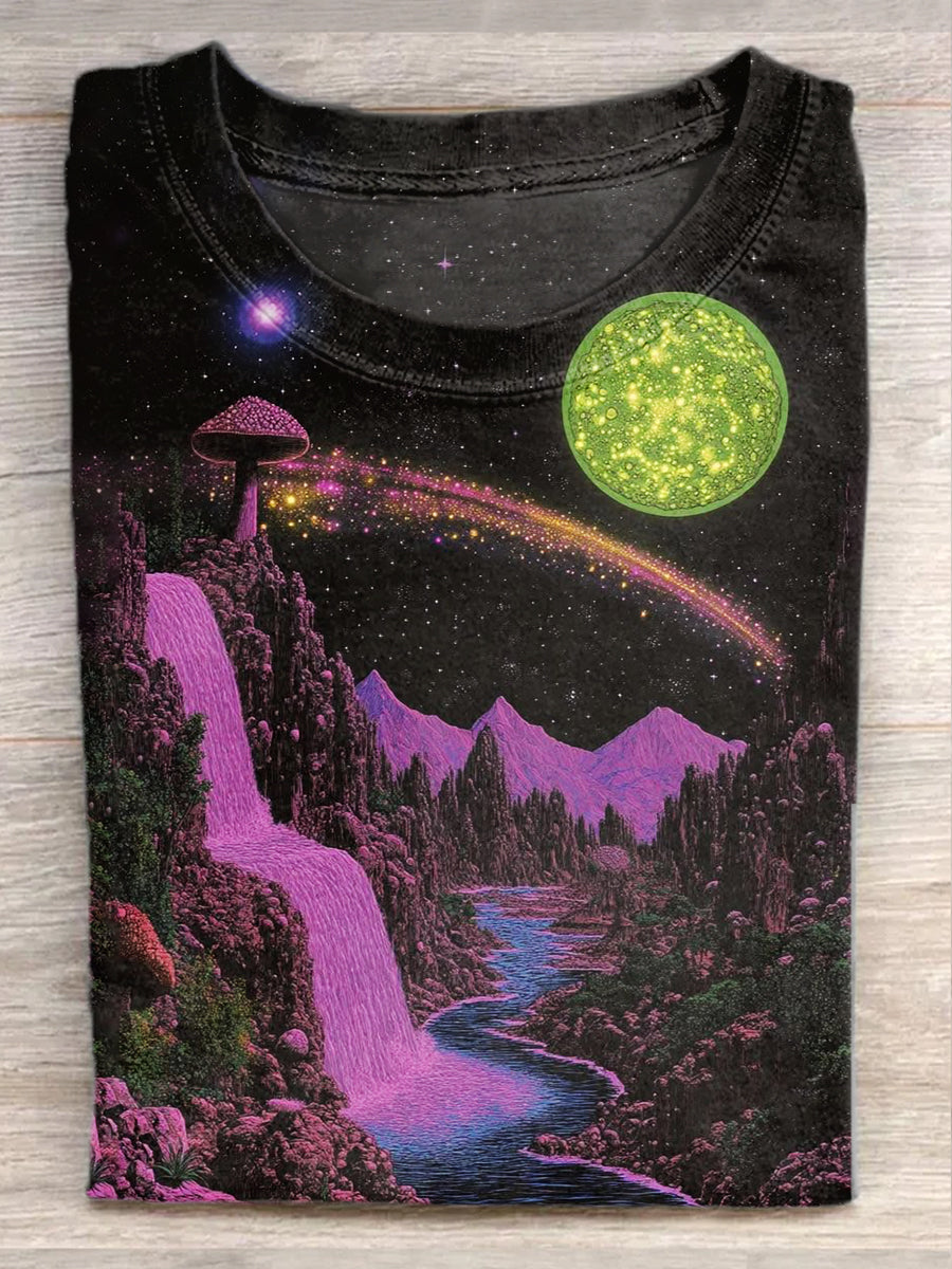 Gorgeous Fantasy World Art Print Cotton T-shirt