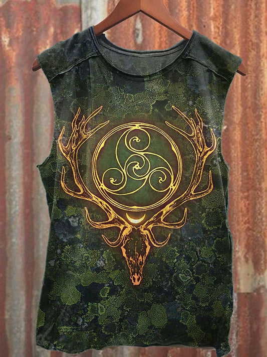 Retro Symbol Art Print Casual Cotton Tank Top