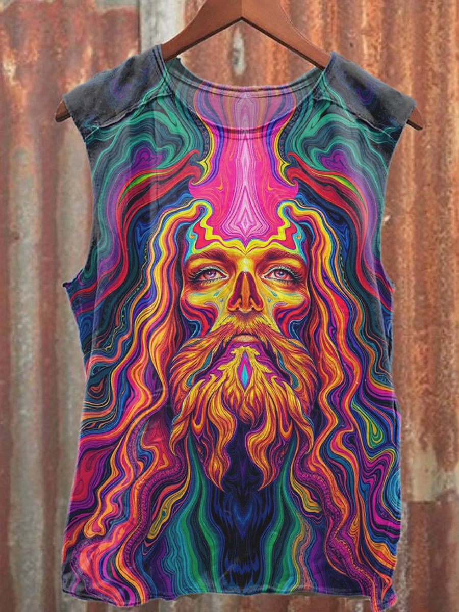 Retro Fantasy Graffiti Art Print Casual Loose Tank Top